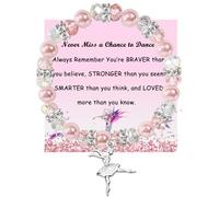 GIAYIER Dance Recital Gifts for Girls, Dance Bracelet Dancer Gifts, Ballerina Jewelry, Ballet Dancer Gifts, Dance Lovers Gift, Dance Inspirational Gifts Never Miss a Chance to Dance