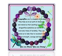 GIAYIER Dragonfly Bracelet for Women & Girls - Dragonfly Charm Jewelry Gift for Mom, Daughter, Wife, Granddaughter & Best Friends, 6.5", Stone, Amethyst