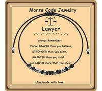 GIAYIER Lawyer Gifts for Women Men, Lawyer Morse Code Bracelet, Law Student Graduation Gifts, New Lawyer Gift, Attorney Gift Scales of Justice Charm Jewelry, Adjustable, Obsidian, no gemstone