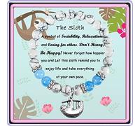 GIAYIER Nature Stone Beads Sloth Bracelet Charm Jewelry - Inspirational Gifts for Sloth Lovers, Women, Girls, Friend, Sister, Wife, Daughter, Niece, 6.5", Stone, Amethyst