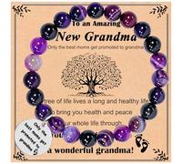 GIAYIER New Grandma Gifts Promoted to Grandma Amethyst Beads Bracelet Grandmother Announcement Gifts First Time Grandmother Gift, Adjustable, Stone, no gemstone