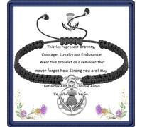 GIAYIER Sassenach Gift Scottish Thistle Bracelet for Women Teens, Celtic Thistle Charm, Thistle Blessing Thistle Flower Jewelry, Scottish Thistle Jewelry, Adjustable, Stainless Steel, no gemstone