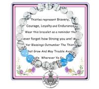 GIAYIER Scottish Thistle Bracelet for Women Girls, Scottish Gift, Celtic Thistle Jewelry, Scottish Wish Bracelet, Amethyst Beads Thistle Flower Jewelry