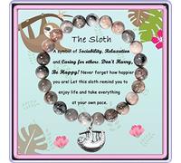 GIAYIER Sloth Gifts for Women Girls Nature Stone Beads Sloth Bracelet Sloth Charm Jewelry Sloth Inspirational Gifts for Sloth Lovers, Friend, Sister, Wife, Daughter, Niece, 6.5 Inch, Stone, Amethyst