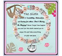 GIAYIER Sloth Gifts for Women Girls Nature Stone Beads Sloth Bracelet Sloth Charm Jewelry Sloth Inspirational Gifts for Sloth Lovers, Friend, Sister, Wife, Daughter, Niece, 6.5 Inch, Stone, Amethyst