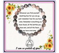 GIAYIER Sobriety Gifts for Women Men Addiction Recovery Gifts Amethyst Healing Bracelet AA Alcoholics Anonymous Jewelry New Beginnings Gift, 6.5", Stone, Amethyst