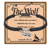 GIAYIER Wolf Charm Bracelet for Women Men, Wolf Spirit Animal Gifts, Inspirational Gift for Wolf Lovers Daughter Sister Niece Friend, Adjustable, Stainless Steel, no gemstone