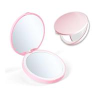 Giazee Compact Mirror with LED Lights, 1x/2x Magnifying Compact Mirror, Portable Travel Makeup Mirror for Handbag, Lightweight Lighted Mirror