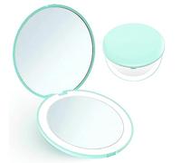 Giazee Compact Pocket Mirror with LED Light - 1X/10X Magnifying Small Foldable Travel Makeup Mirror for Handbag Purse