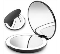 Giazee Purse Compact Mirror with LED Light - 1X/10X Magnifying Compact Travel Makeup Mirror, Foldable Portable Small Pocket Mirror for Handbag