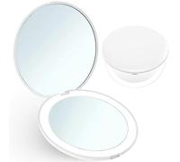 Giazee Small Compact Mirror with LED Light - 1X/10X Magnifying Travel Makeup Mirror for Handbag, Portable Foldable Lighted Pocket Mirror for Daily Use