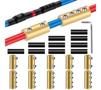 GIBBAB 10PCS 6 8 10AWG Gauge Wire Butt Connector 2&4Nut Splice Kit Brass | Quick Screw Wiring Connection, Waterproof Battery Cable Wire Connect Butt Terminal, 40*Screws, 10*Heat Shrink, 1*Tube Wrench