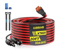 GIBBAB 20FT 10AWG Solar Cable Compatible with XT60I Charging Adapter Panel