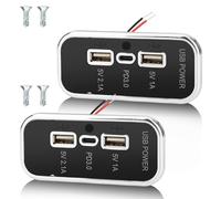 Gibbab 2PCS 3 Ports 12V RV USB Outlet 45.5W, PD3.0 Type-C Quick Charge & Dual USB-A Port 3.1A Panel Wall Mount, Automotive Car Socket Charger Adapter for RV Marine Boat Bus ATV Motorcycle Truck