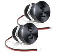 GIBBAB 2PCS 72W RV USB Outlet All-Aluminum 12V/24V 3 Charging Ports, 36W PD3.0 Type-C+2 18W QC3.0 Fast Charging Socket, Recessed Mount Car Charger Cigarette Lighter Replacement for Camper Trailer Boat