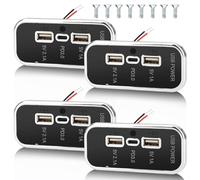 Gibbab 3 Ports 12V RV USB Outlet 45.5W, 4PCS PD3.0 Type-C Quick Charge & Dual USB-A Port 3.1A Panel Wall Mount, Automotive Car Socket Charger Adapter for RV Marine Boat Bus ATV Motorcycle Truck