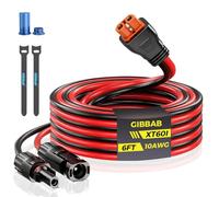 GIBBAB 6FT 10AWG Solar Cable Compatible with XT60I Charging Adapter Panel | Connectors Extension Cord Caps Cable Ties for LiFePO4 Battery RV Portable Power Station Camping Off-Grid Solar Power System
