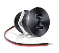 GIBBAB 72W RV USB Outlet All-Aluminum 12V/24V 3 Ports Recessed Wall Mount | 36W PD3.0 Type-C + 2*18W QC3.0 Fast Charging Socket, Car Charger Cigarette Lighter Replacement for Camper Trailer Boat Van