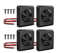 GIBBAB 90W 12V RV USB C Wall Outlet, 4PCS, Black | Dual 36W PD3.0 Type C & 18W QC3.0, All Aluminum Car Charger Socket, Recessed Panel Mount, Multi Port Fast Charging