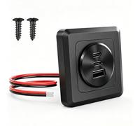 GIBBAB 90W 12V RV USB C Wall Outlet, Dual 36W PD3.0 Type C & 18W QC3.0 All Aluminum Car Charger Socket with Black Faceplate, Recessed Panel Mount Multi Port Fast Charging for Camper Boat Trailer Van