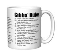 Gibbs Rules Cup | 350ml Ceramic Coffee Mugs for Men and Women | Novelty Coffee & Tea Mug, Inspirational Coffee Mug, Travel Mug, TV Show, Gibbs Rules Mug