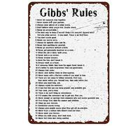 Gibbs Rules Metal Tin Sign Inspiring Positive Quotes Wall Decor Retro Poster Tin Painting for Cafe Bar Living Room Bathroom Kitchen Home Art Wall Decoration Plaque 8x12 Inch