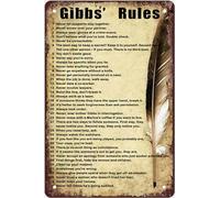 Gibbs Rules Metal Tin Sign Vintage Wall Decor Retro Art Funny Decorations Home Bar Pub Cafe Farm Room Plaque Posters Gift For Women Men 8x5.5 Inch Plaque Tin Sign