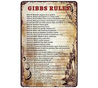 Gibbs Rules Vintage Metal Sign Funny Garage Home Decor Bars Decor Vintage Bakery Kitchen Cafe Wall Decoration 20x30cm