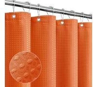 Gibelle Extra Long Shower Curtain 72 x 84, Tall Waffle Weave Textured Fabric Shower Curtain for Bathroom, Water Repellent, Machine Washable, Burnt Orange