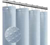 Gibelle Fog Blue Shower Curtain, Waffle Weave Textured Fabric Shower Curtain for Bathroom - Soft Cloth & Hotel Spa Luxury, Water Repellent, Machine Washable, 72X72, Fog Blue