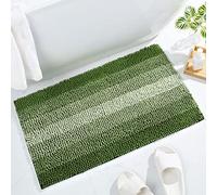 Gibelle Green Bathroom Rugs, Luxury Chenille Bath Mat, Small Non Slip Shower Rug and Bath Room Floor Mats, Machine Washable, Quick Dry Bathmat, Soft Cozy Plush Carpet for Tub, 16" x 24"