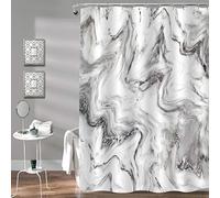 Gibelle Grey Marble Shower Curtain for Bathroom, Abstract Granite Marble Stone Ink Texture Artwork, Modern Luxury Decorative Fabric Bathroom Decor for Men and Women, 72" W x 72" L