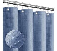 Gibelle Moonlight Blue Shower Curtain, Waffle Weave Textured Fabric Shower Curtain for Bathroom - Soft Cloth & Hotel Spa Luxury, Water Repellent, Machine Washable, 72X72, Moonlight Blue