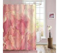 Gibelle Pink Shower Curtain, Abstract Peach Coral Fabric Shower Curtain for Bathroom, Modern Ombre Watercolor Ink Art Shower Curtain Set with Hooks, 72 x 72