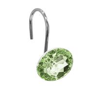Gibelle Shower Curtain Hooks, Diamond Shaped Shower Curtain Rings Hooks for Bathroom Curtains Rod, Acrylic Decorative Rhinestones Bling Rolling Bathroom Accessories Set of 12, Sage Green