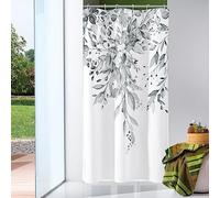 Gibelle Small Stall Shower Curtain 36 x 72, Narrow Grey Floral Decorative Bathroom, Watercolor Plant Eucalyptus Leaves Fabric with Hooks