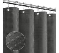 Gibelle Small Stall Shower Curtain 36 x 72, Narrow Half Waffle Weave Textured Fabric Shower Curtain for Bathroom, Water Repellent, Machine Washable, Charcoal Grey