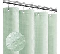 Gibelle Small Stall Shower Curtain 36 x 72, Narrow Half Waffle Weave Textured Fabric Shower Curtain for Bathroom, Water Repellent, Machine Washable, Mint Green