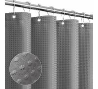 Gibelle Small Stall Shower Curtain 36 x 72, Narrow Half Waffle Weave Textured Fabric Shower Curtain for Bathroom, Water Repellent, Machine Washable, Grey
