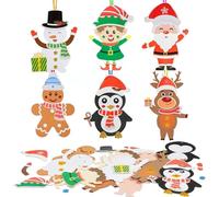 Gibocot 12 Pack Christmas Crafts for Kids, Snowman Reindeer Santa Claus Penguin Grinch Gingerbread Man Foam Arts and Crafts Kit for Xmas Activities for Toddlers Children Boys Girls