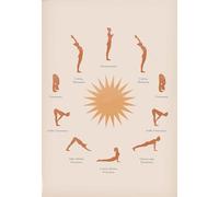 GIBOH Boho Yoga Poster and Prints Simple Wall Art Sun Salutation and Moon Salutation Canvas Painting Nordic Pictures for Home Decor 50x70cmx1 No Frame