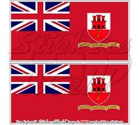 GIBRALTAR Civil Ensign Flag 3" (75mm) Vinyl Bumper Stickers, Decals x2