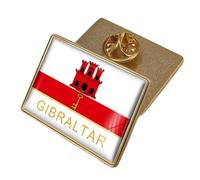 Gibraltar Flag Lapel Badge Pin - Geometric Square Badges Art Novelty Brooch Map Pin Creative Jewelry For Women Men Party Travel Gift Accessories Character