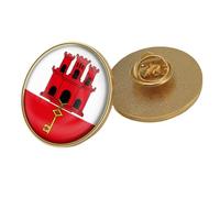 Gibraltar Flag Lapel Badge Pin - Geometric Square Badges Art Novelty Brooch Map Pin Creative Jewelry For Women Men Party Travel Gift Accessories Round