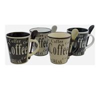 Gibson Bareggio 8pc Coffee with Spoon Set 4 Designs (Mr. Coffee)