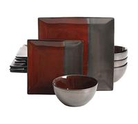 Gibson Elite 114346.12RM IX 12-Piece Dinnerware Set Service for 4, Stoneware, Red, Chocolate