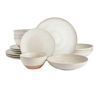 Gibson Elite 16 Piece Dreamweaver Double Bowl Terracotta Reactive Dinnerware Set - Earthy Brown