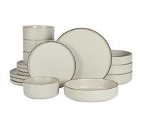 Gibson Elite Gelston Stoneware Matte Reactive Glaze 16 Piece (Service for 4) Plates and Bowl Dinnerware Set - Cream