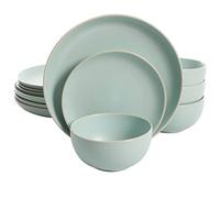 Gibson Home 114387.12RM Rockaway Round Stoneware Dinnerware Set, Matte Teal