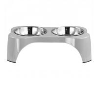 Gibson Home 122394.03 Bow Wow Meow Elevated Pet Bowl Dinner Set Grey - 3 Piece